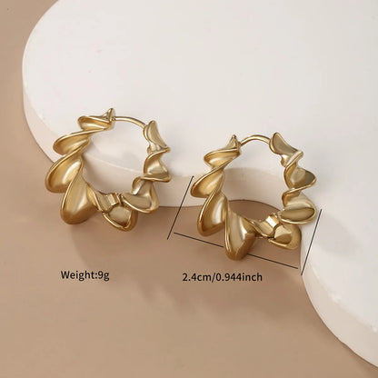 1 Pair Xuping Simple Style Geometric Heart Shape Irregular Plating Stainless Steel 14k Gold Plated Hoop Earrings Ear Studs