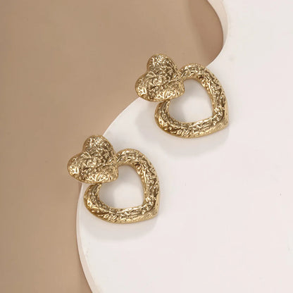 1 Pair Xuping Simple Style Geometric Heart Shape Irregular Plating Stainless Steel 14k Gold Plated Hoop Earrings Ear Studs