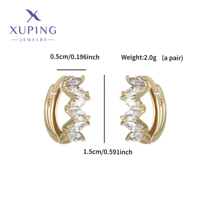 1 Pair XUPING Simple Style Geometric Plating Copper Artificial Gemstones 18K Gold Plated Earrings