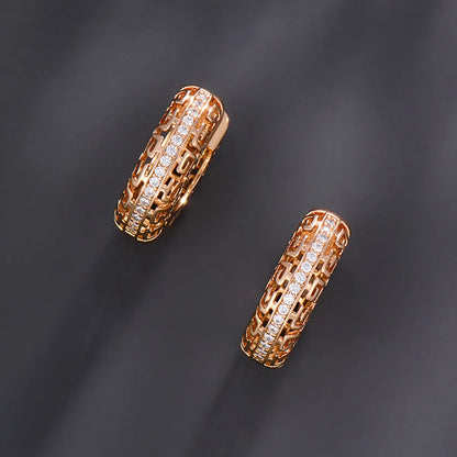 1 Pair Xuping Simple Style Geometric Plating Hollow Out Inlay Copper Alloy Alloy 18k Gold Plated White Gold Plated Hoop Earrings