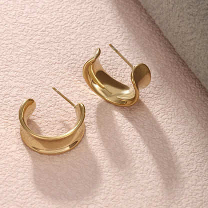 1 Pair XUPING Simple Style Geometric Plating 304 Stainless Steel 18K Gold Plated Ear Studs