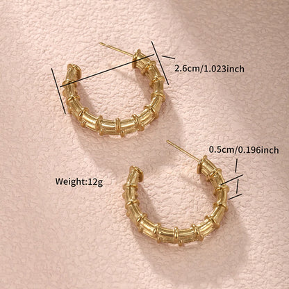 1 Pair XUPING Simple Style Geometric Plating 304 Stainless Steel 18K Gold Plated Ear Studs