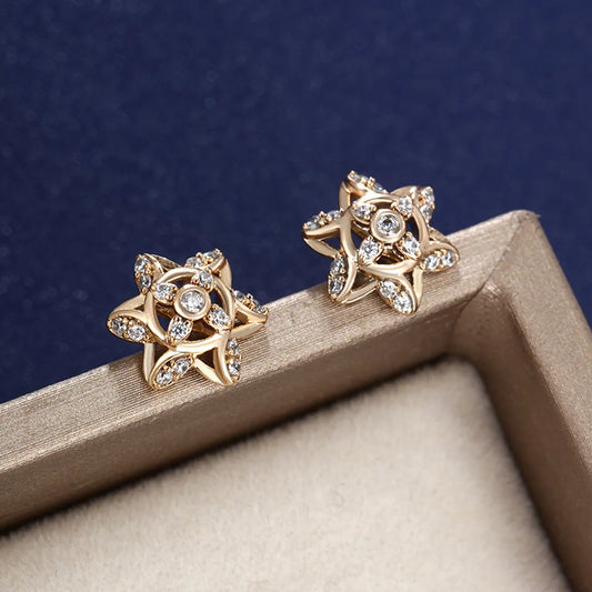 1 Pair Xuping Simple Style Hexagram Plating Inlay Alloy Copper Alloy Artificial Gemstones 18k Gold Plated Ear Studs