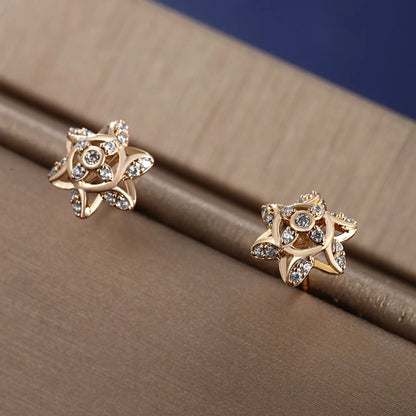 1 Pair Xuping Simple Style Hexagram Plating Inlay Alloy Copper Alloy Artificial Gemstones 18k Gold Plated Ear Studs