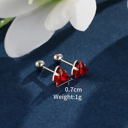 1 Pair XUPING Simple Style Shiny Triangle Inlay 304 Stainless Steel Artificial Gemstones 18K Gold Plated Raw Steel Ear Studs