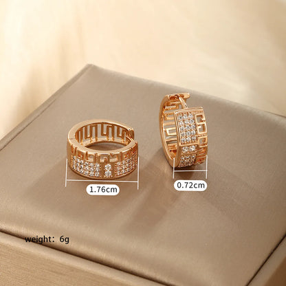 1 Pair Xuping Simple Style Solid Color Plating Inlay Copper Alloy Artificial Diamond 18k Gold Plated Earrings