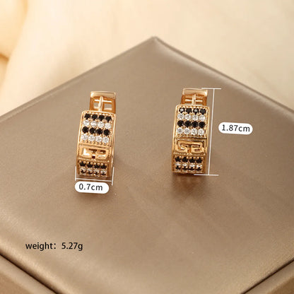 1 Pair Xuping Simple Style Solid Color Plating Inlay Copper Alloy Artificial Diamond 18k Gold Plated Earrings