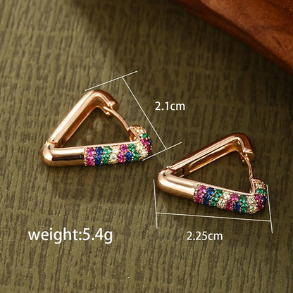 1 Pair Xuping Simple Style Triangle Geometric Plating Inlay Alloy Copper Alloy Artificial Gemstones 18k Gold Plated Ear Clip