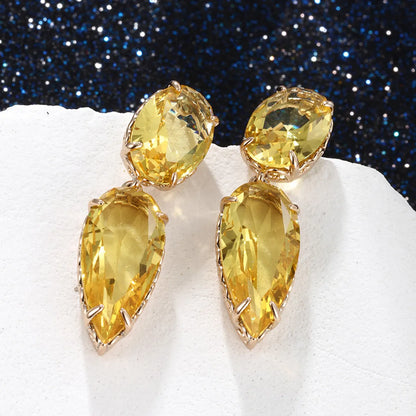 1 Pair Xuping Simple Style Water Droplets Plating Inlay Alloy Artificial Gemstones 18k Gold Plated Drop Earrings