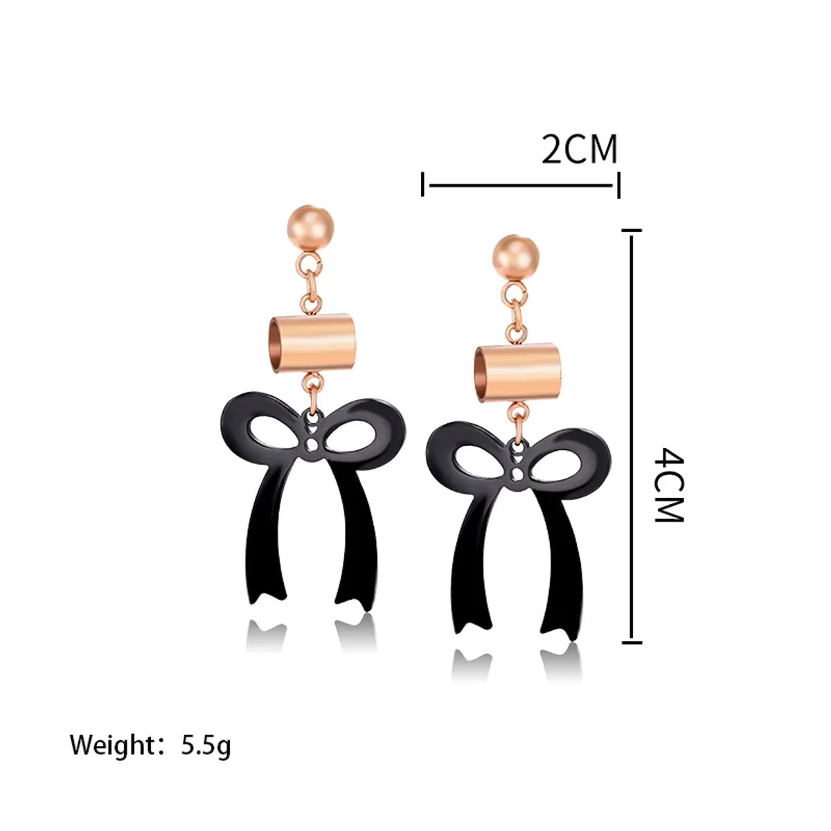 1 Pair XUPING Sweet Bow Knot Irregular Plating 304 Stainless Steel 18K Gold Plated Black Gun Drop Earrings