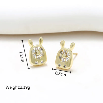 1 Pair XUPING Sweet Geometric Leaves Inlay Copper Artificial Gemstones 18K Gold Plated Ear Studs