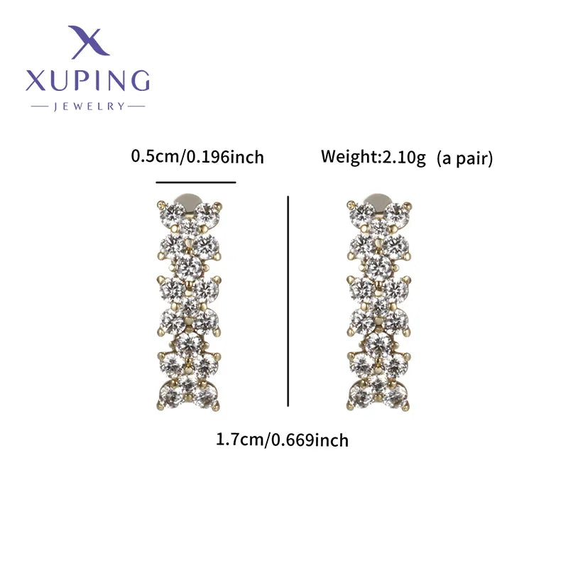 1 Pair XUPING Sweet Simple Style Geometric Plating Copper Artificial Gemstones 18K Gold Plated Earrings