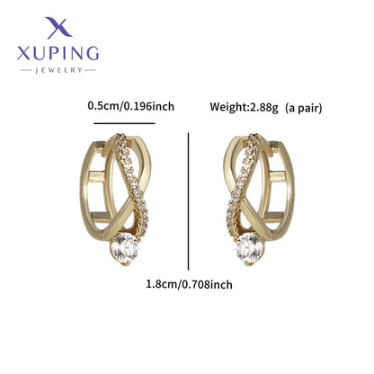 1 Pair XUPING Sweet Simple Style Geometric Plating Copper Artificial Gemstones 18K Gold Plated Earrings