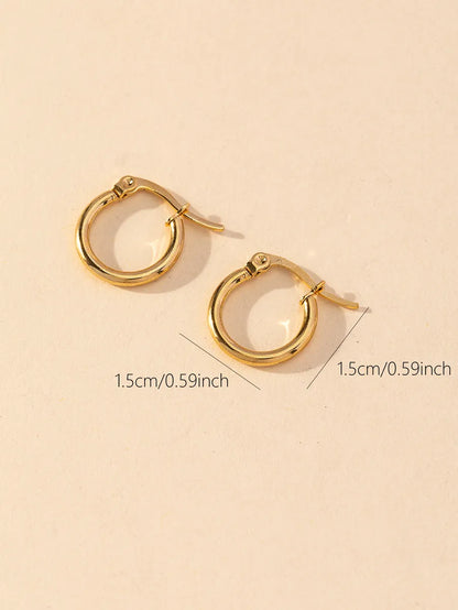 1 Pair Y2K Lady Artistic Solid Color 304 Stainless Steel Gold Plated Hoop Earrings