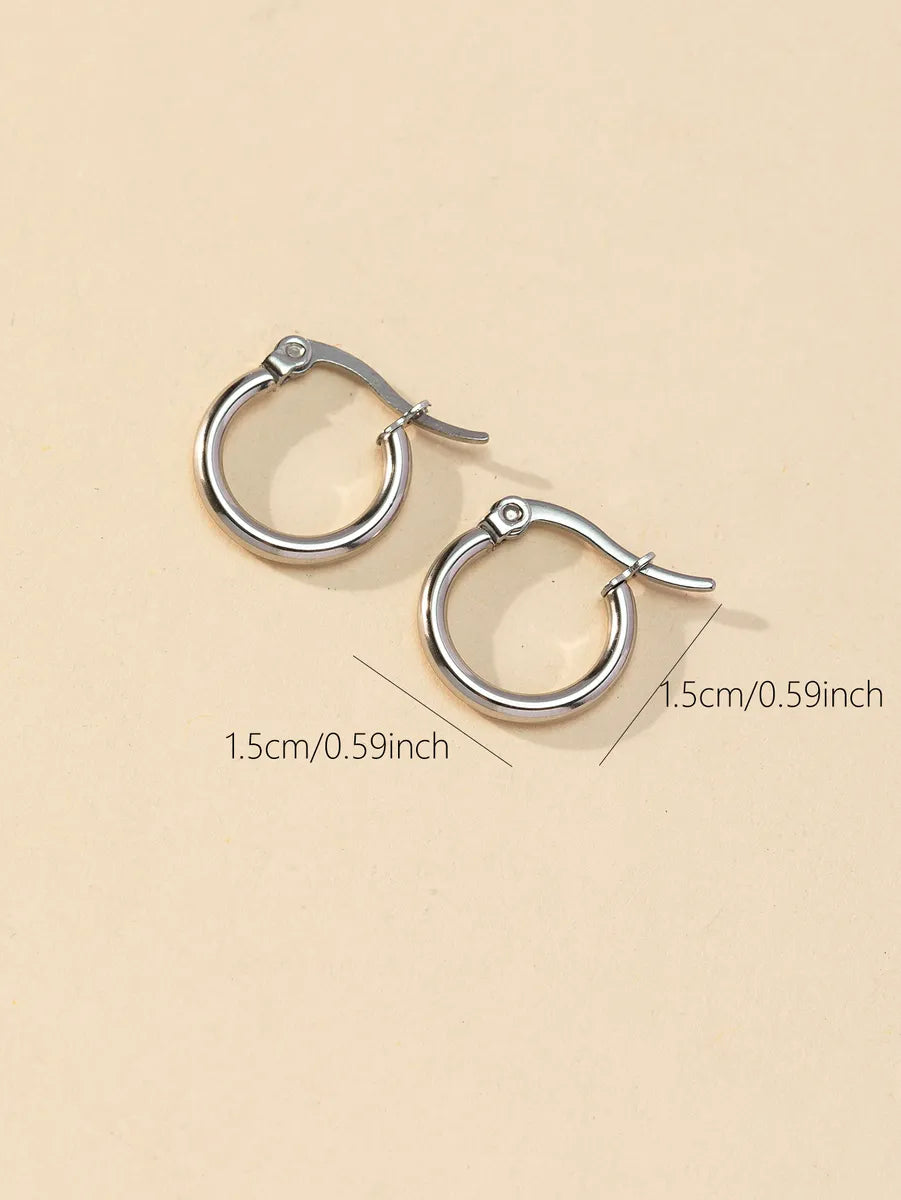 1 Pair Y2K Lady Artistic Solid Color 304 Stainless Steel Gold Plated Hoop Earrings