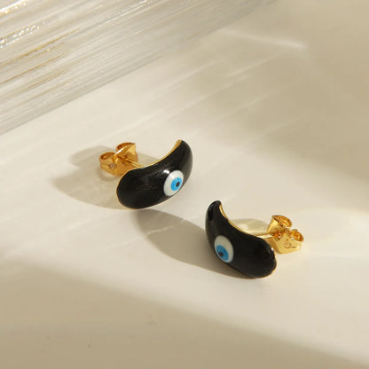 1 Pair Y2K Sweet Devil'S Eye Enamel Copper 18K Gold Plated Ear Studs