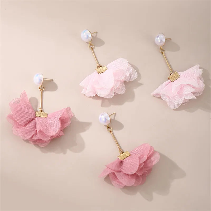 1 Pair Y2K Vacation Sweet Flower Inlay Alloy Plastic Artificial Pearls Drop Earrings