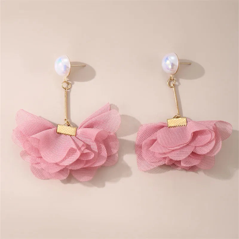 1 Pair Y2K Vacation Sweet Flower Inlay Alloy Plastic Artificial Pearls Drop Earrings