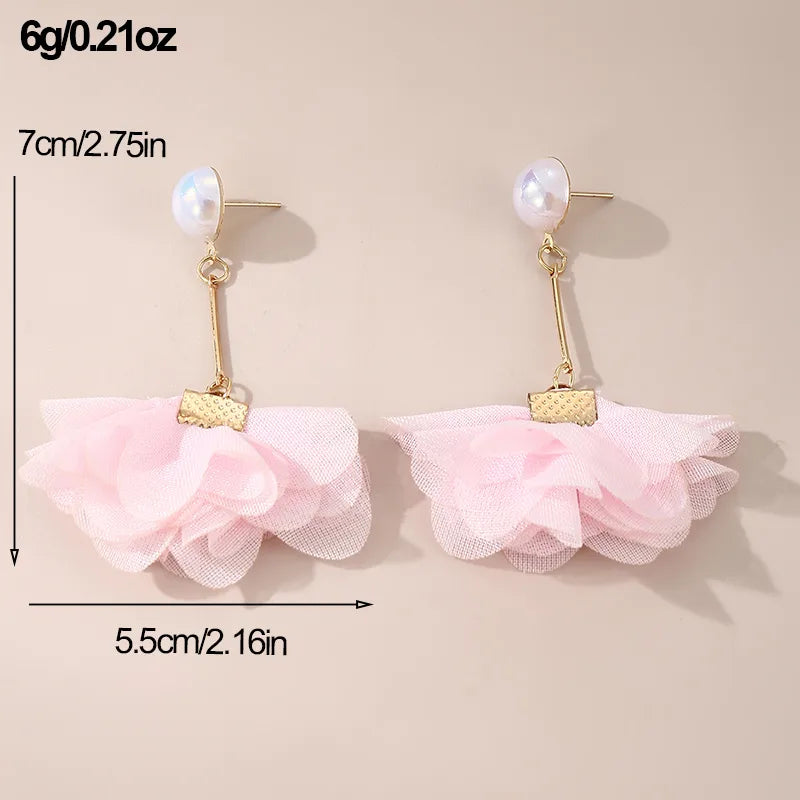 1 Pair Y2K Vacation Sweet Flower Inlay Alloy Plastic Artificial Pearls Drop Earrings