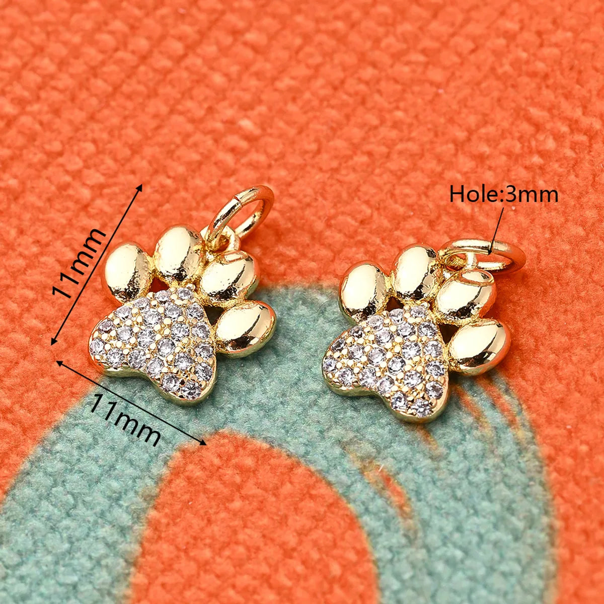 1 Pc/Package 10x9mm 11x11mm Hole 2~2.9mm Hole 3~3.9mm Copper Zircon 18K Gold Plated White Gold Plated Halloween Pattern Footprint Polished Pendant