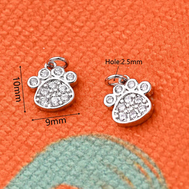 1 Pc/Package 10x9mm 11x11mm Hole 2~2.9mm Hole 3~3.9mm Copper Zircon 18K Gold Plated White Gold Plated Halloween Pattern Footprint Polished Pendant