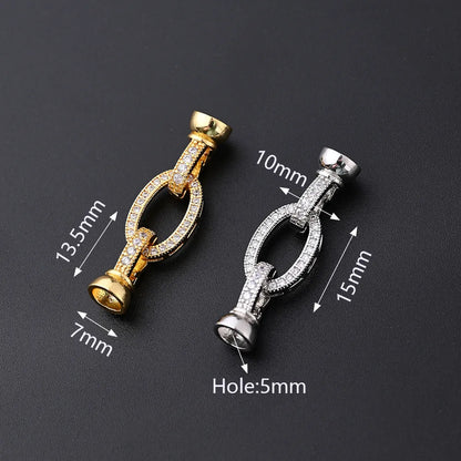 1 Pc/Package 15 X10 & 13.5x7mm Hole 5~5.9mm Copper Zircon 18K Gold Plated White Gold Plated Simple Solid Color Polished Jewelry Buckle