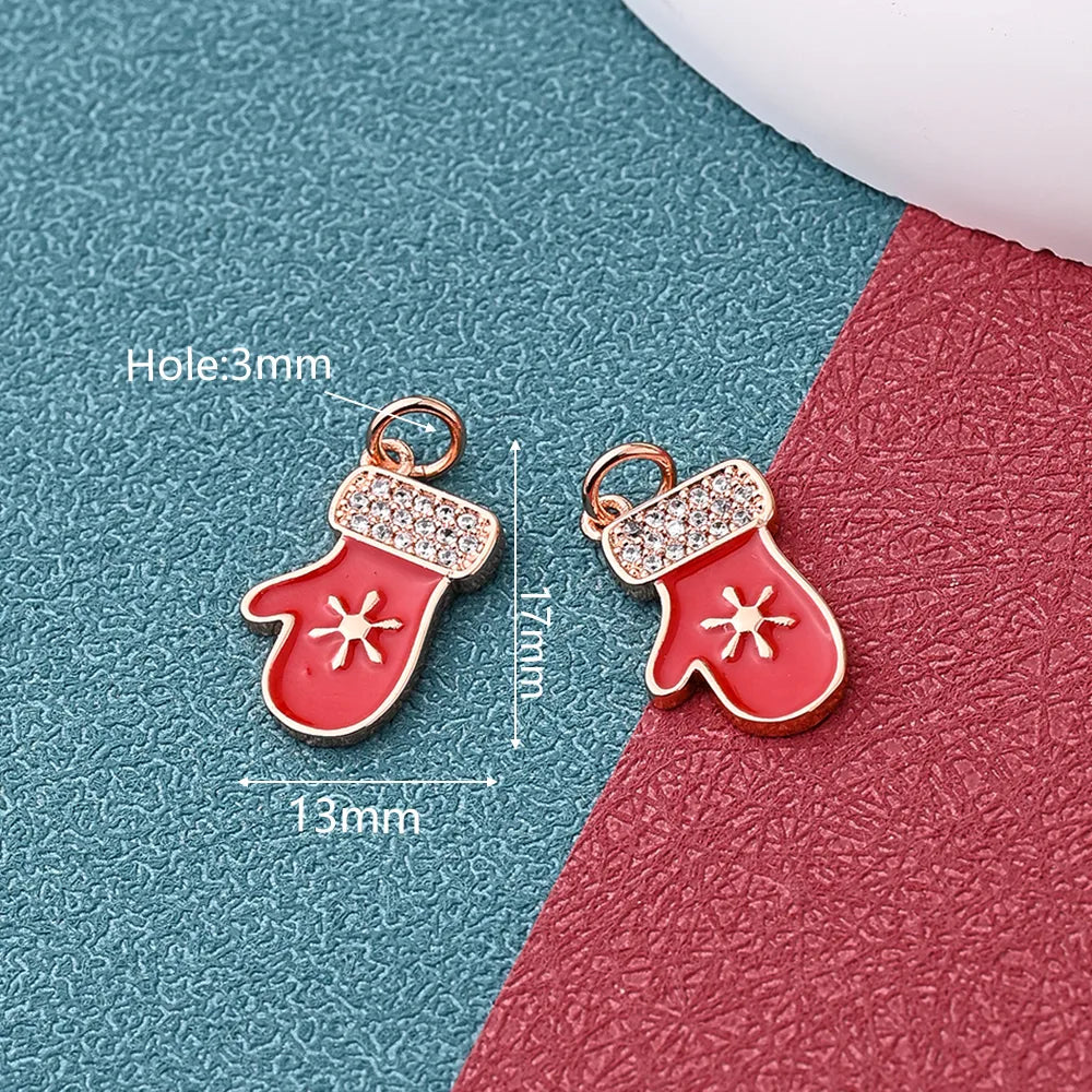 1 Pc/Package 15x13mm 17x12.5mm 17x13mm Hole 3~3.9mm Copper Zircon 18K Gold Plated Rose Gold Plated White Gold Plated Christmas Tree Gloves Elk Polished Pendant