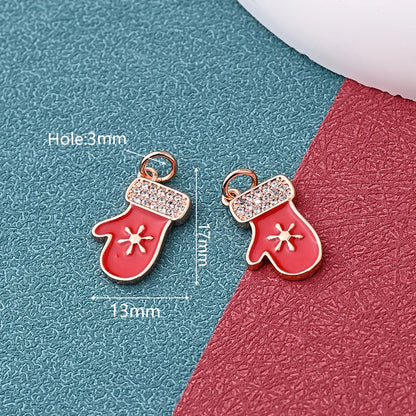 1 Pc/Package 15x13mm 17x12.5mm 17x13mm Hole 3~3.9mm Copper Zircon 18K Gold Plated Rose Gold Plated White Gold Plated Christmas Tree Gloves Elk Polished Pendant