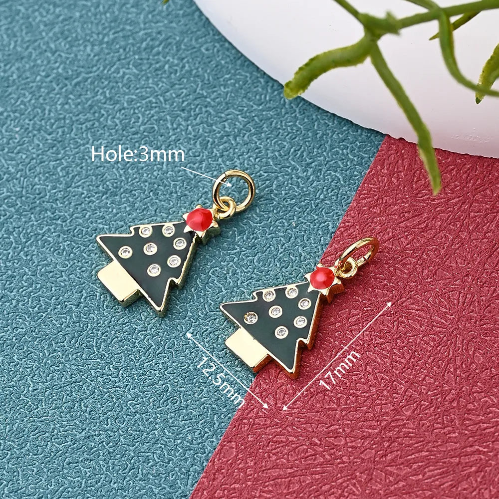 1 Pc/Package 15x13mm 17x12.5mm 17x13mm Hole 3~3.9mm Copper Zircon 18K Gold Plated Rose Gold Plated White Gold Plated Christmas Tree Gloves Elk Polished Pendant