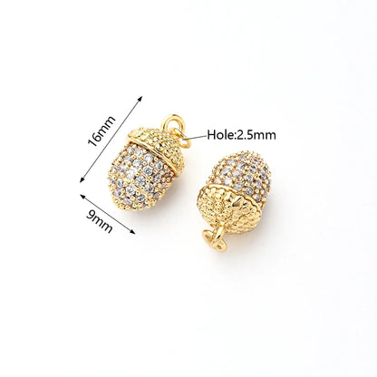 1 Pc/Package 16x9mm 19.5x17mm Hole 2~2.9mm Hole 3~3.9mm Copper Zircon Gold Plated Pine Cones Squirrel Polished Pendant