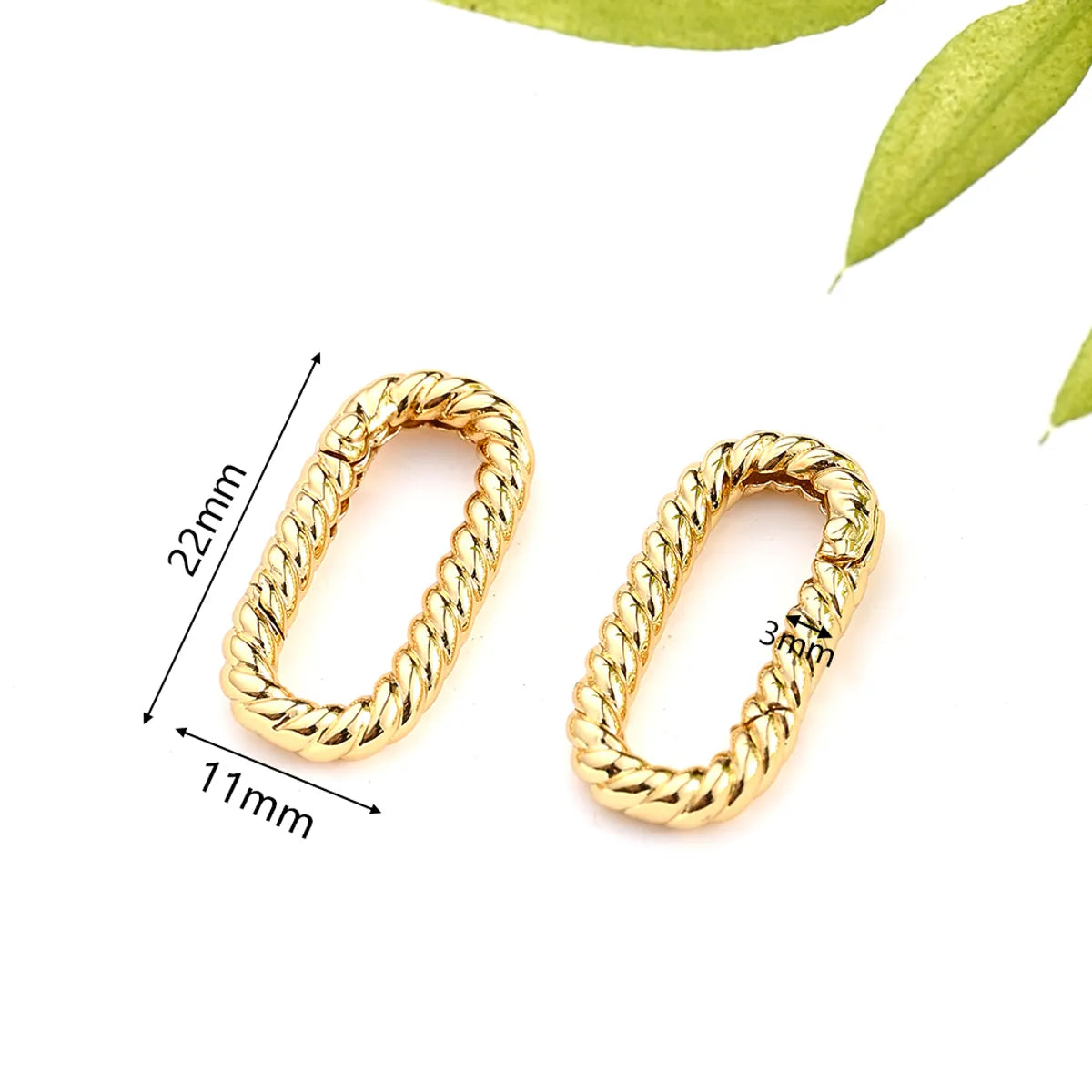 1 Pc/Package 18x12.5mm 19x10mm 22x11mm Copper 18K Gold Plated Simple Solid Color Twist Polished Connectors Jewelry Buckle