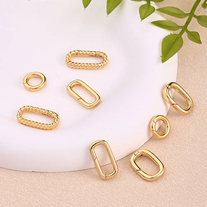 1 Pc/Package 18x12.5mm 19x10mm 22x11mm Copper 18K Gold Plated Simple Solid Color Twist Polished Connectors Jewelry Buckle