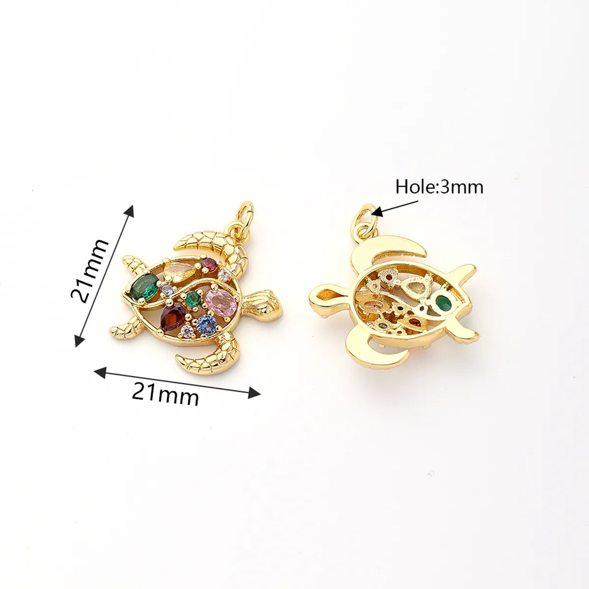 1 Pc/Package 23x13.5mm 23x24mm 31x28mm Hole 2~2.9mm Hole 3~3.9mm 4.5x3.5mm Copper Zircon Gold Plated Tortoise Turtle Polished Pendant