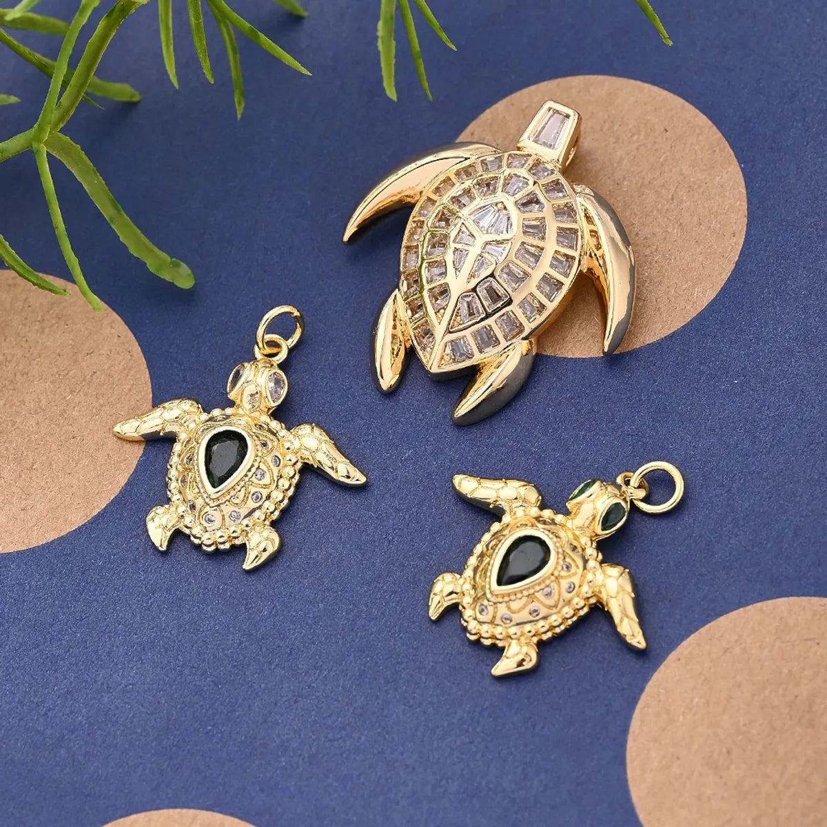 1 Pc/Package 23x13.5mm 23x24mm 31x28mm Hole 2~2.9mm Hole 3~3.9mm 4.5x3.5mm Copper Zircon Gold Plated Tortoise Turtle Polished Pendant