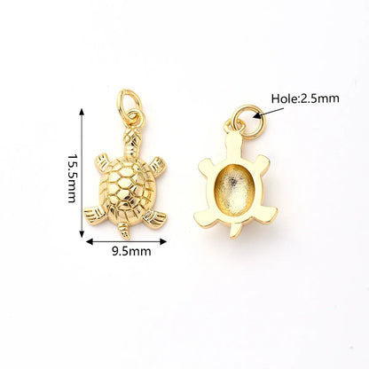 1 Pc/Package 23x13.5mm 23x24mm 31x28mm Hole 2~2.9mm Hole 3~3.9mm 4.5x3.5mm Copper Zircon Gold Plated Tortoise Turtle Polished Pendant