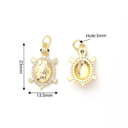 1 Pc/Package 23x13.5mm 23x24mm 31x28mm Hole 2~2.9mm Hole 3~3.9mm 4.5x3.5mm Copper Zircon Gold Plated Tortoise Turtle Polished Pendant