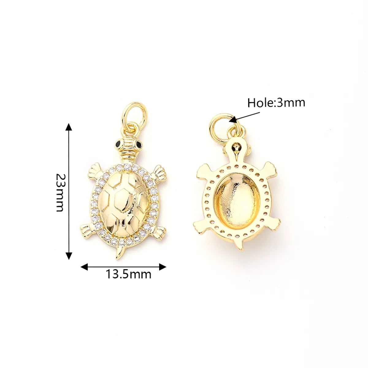 1 Pc/Package 23x13.5mm 23x24mm 31x28mm Hole 2~2.9mm Hole 3~3.9mm 4.5x3.5mm Copper Zircon Gold Plated Tortoise Turtle Polished Pendant