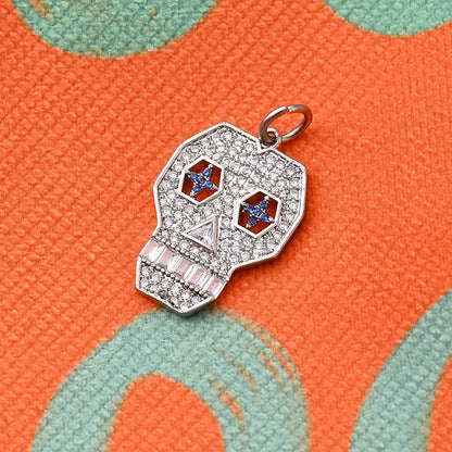 1 Pc/Package 27x18mm Hole 5~5.9mm Copper Zircon 18K Gold Plated Rose Gold Plated White Gold Plated Halloween Pattern Smiley Face Skull Polished Pendant