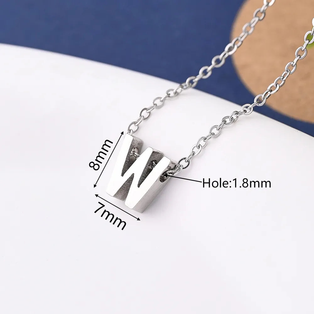 1 Pc/Package 8x4mm 8x5.5mm 8x5mm Hole 1~1.9mm 304 Stainless Steel Letter Polished Beads