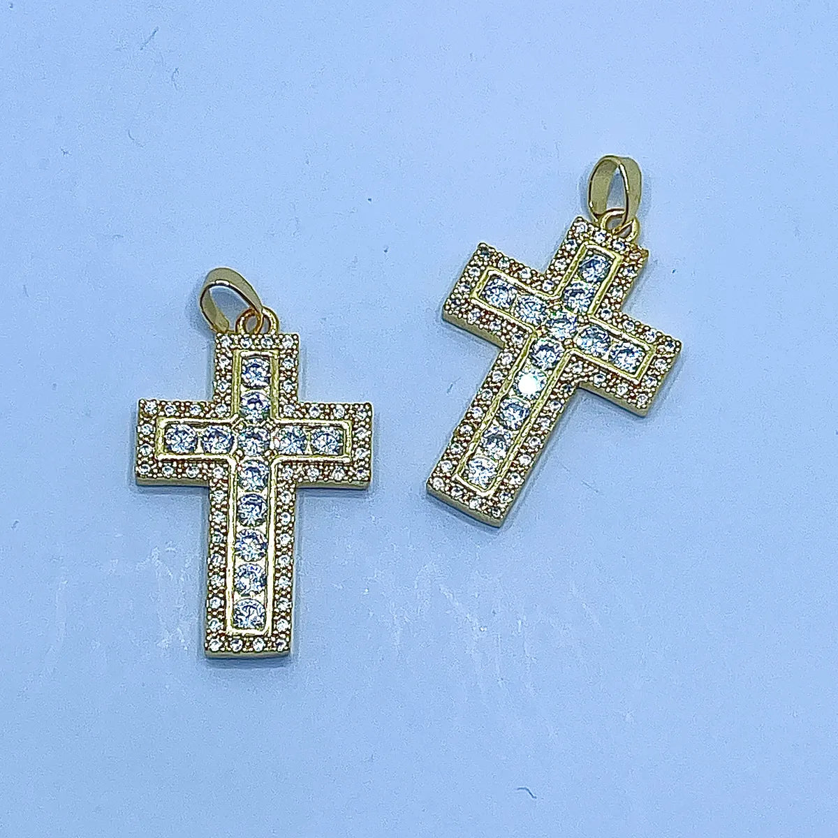 1 PCS/Package Copper Zircon 18K Gold Plated Cross Pendant