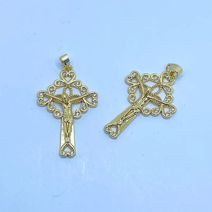 1 PCS/Package Copper Zircon 18K Gold Plated Cross Pendant