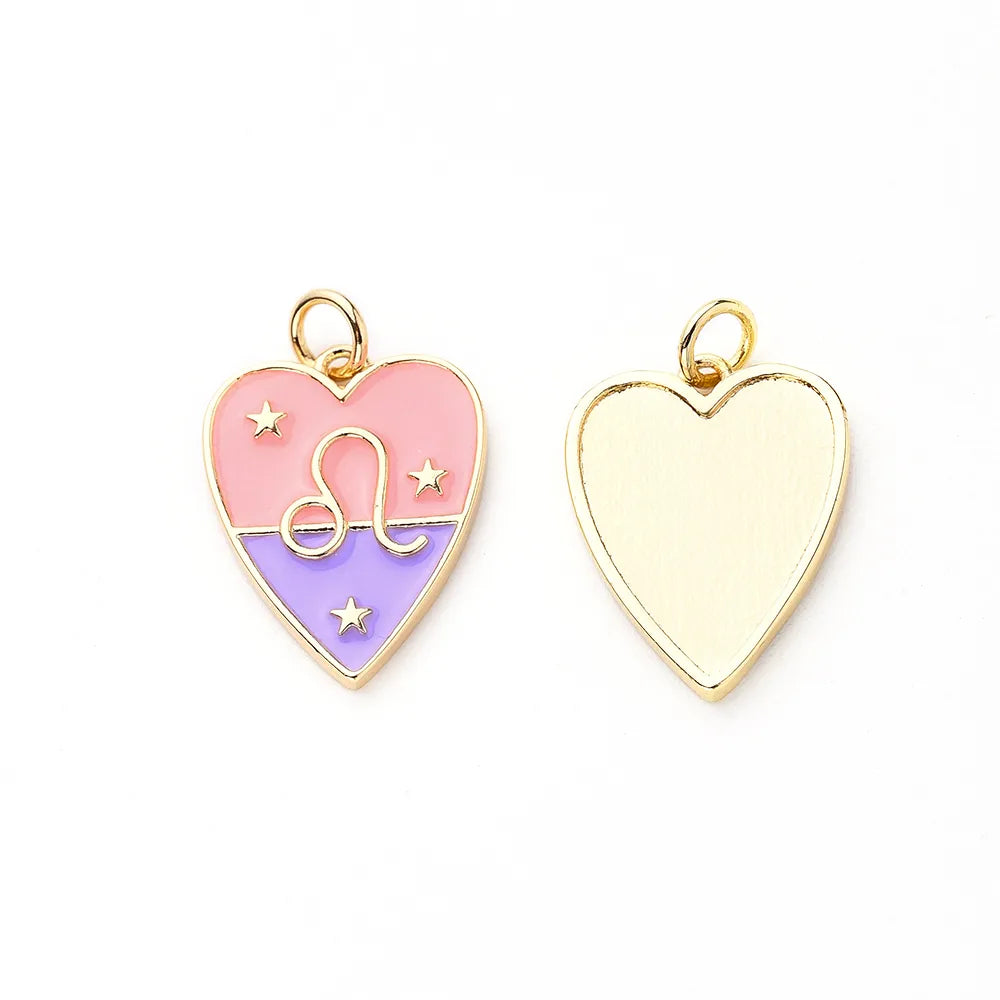 1 PCS/Package Hole 3~3.9mm Copper Gold Plated Constellation Heart Shape Polished Pendant