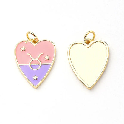 1 PCS/Package Hole 3~3.9mm Copper Gold Plated Constellation Heart Shape Polished Pendant