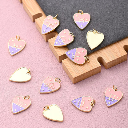 1 PCS/Package Hole 3~3.9mm Copper Gold Plated Constellation Heart Shape Polished Pendant