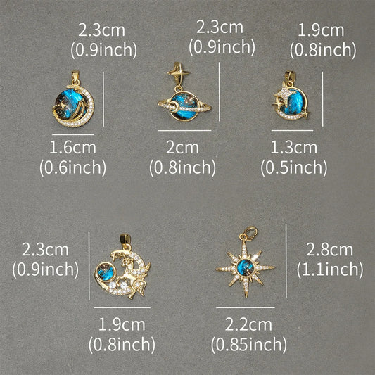 1 PCS/Package Synthetic Resin Copper Zircon 18K Gold Plated Star Pendant