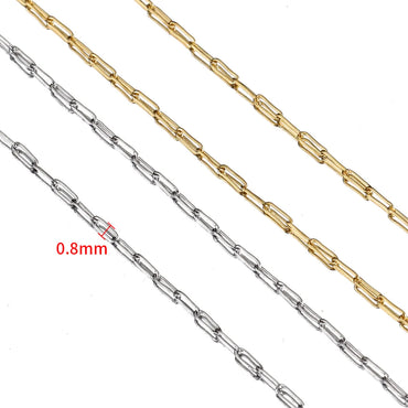 1 Piece 0.8mm 304 Stainless Steel Solid Color Polished Chain