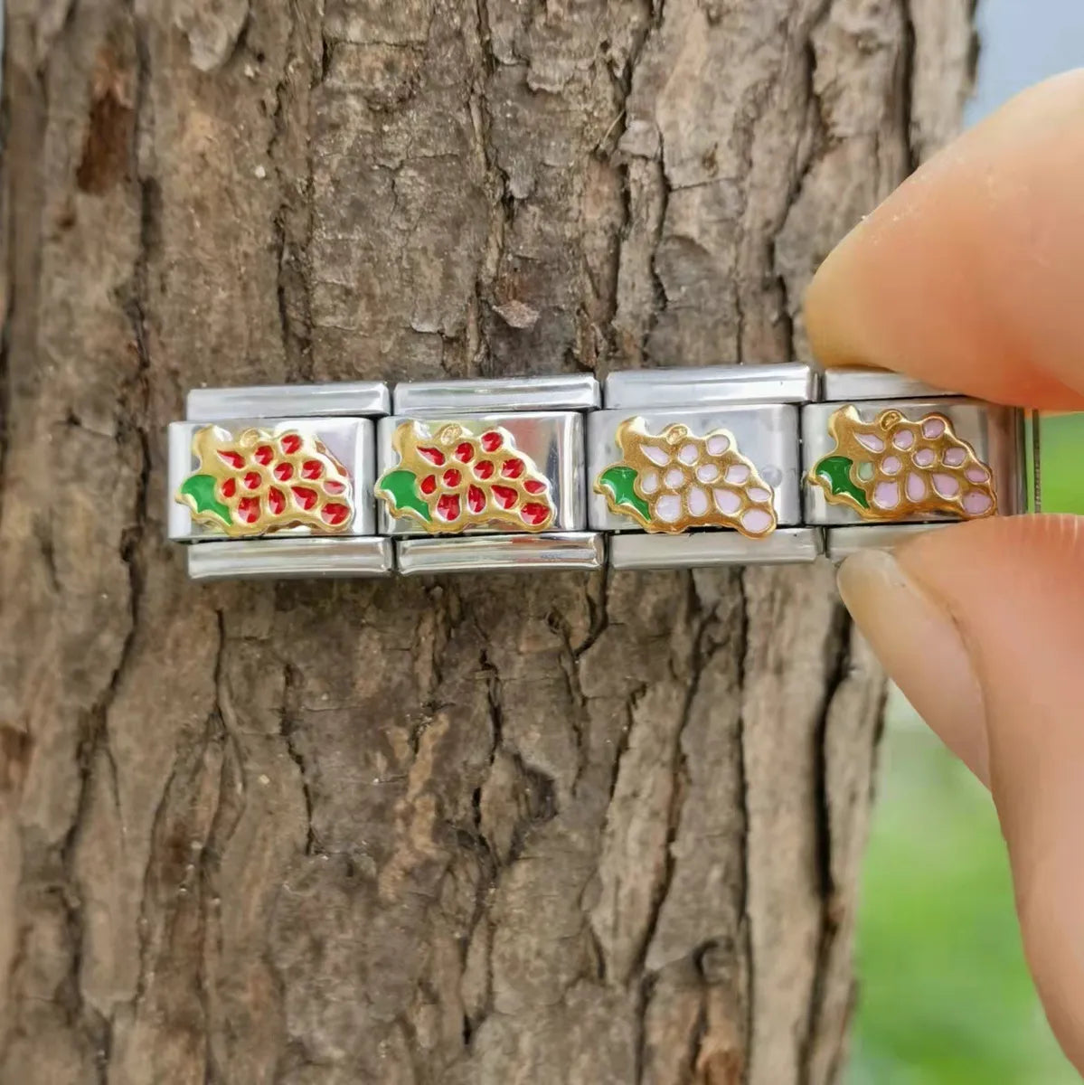 1 Piece 1*0.9CM 304 Stainless Steel Fruit Italian Charms