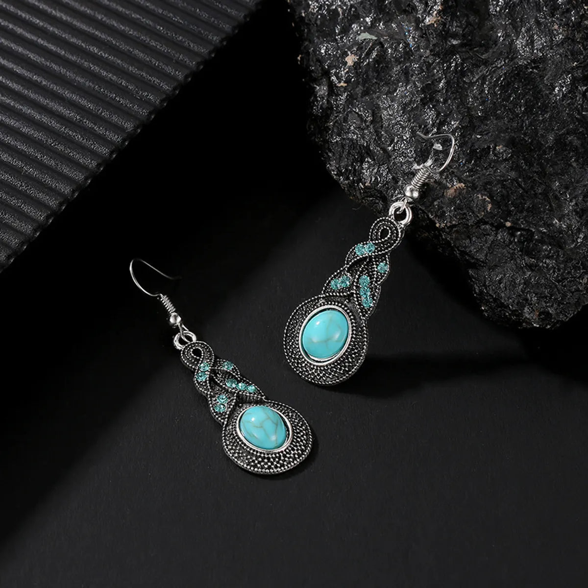 1 Piece 1 Pair 2 Pieces Fashion Irregular Alloy Plating Inlay Turquoise Women's Earrings Necklace Jewelry Set