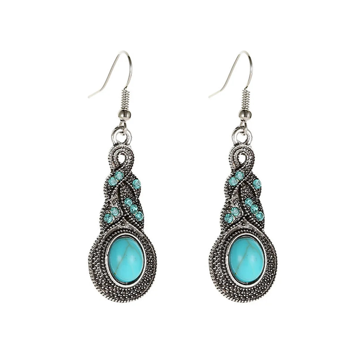 1 Piece 1 Pair 2 Pieces Fashion Irregular Alloy Plating Inlay Turquoise Women's Earrings Necklace Jewelry Set