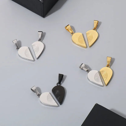 1 Piece 1 Pair 20*12mm 600*3mm 304 Stainless Steel 18K Gold Plated Fingerprint Heart Shape Pendant Chain